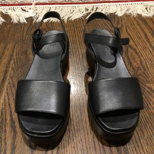 Camper Misia Black Leather Platforms - Size 36